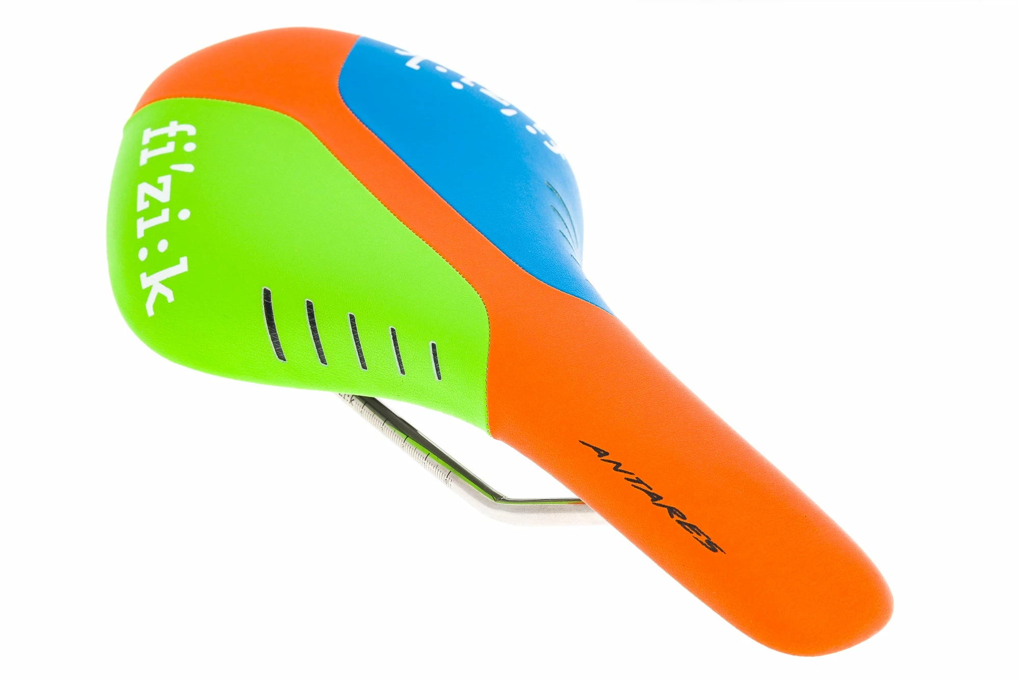 Fizik Antares R5 Saddle 141mm K:ium Rails Orange/Blue/Green 3 Fizik Antares R5 Saddle 141mm K:ium Rails Orange/Blue/Green